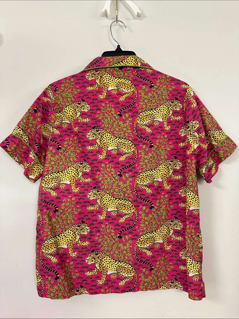Printfresh Bagheera Hot Pink Leopard Print 100% Organic Cotton Pajama Top Small